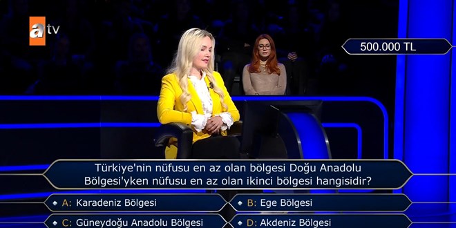 Türkiye nüfusunun en az olan bölgesi hangisidir?