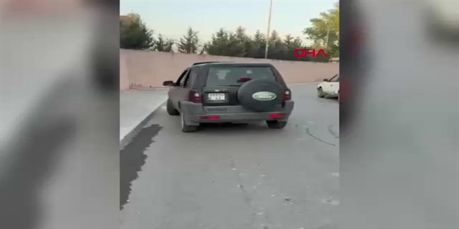 Cipiyle kavga ettiği eşinin otomobiline çarpıp hurdaya çevirdi