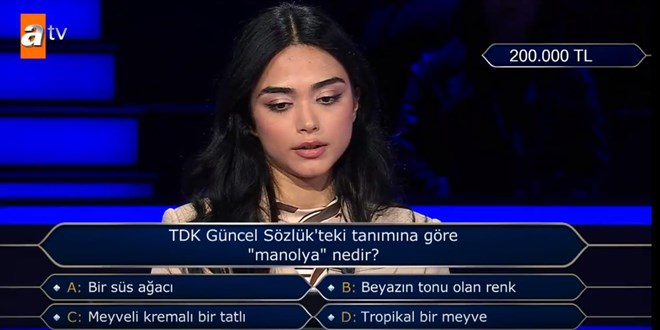 TDK G�ncel S�zl�k'teki tan�m�na g�re 'manolya' nedir?