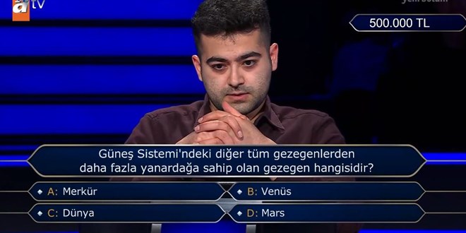 Milyoner'de 500 bin TL'lik soruya ula�may� ba�ard�!