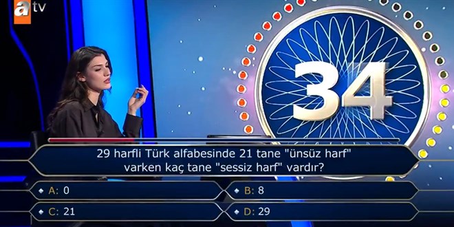 T�rk alfabesinde 21 tane '�ns�z harf' varken ka� tane 'sessiz harf' vard�r?