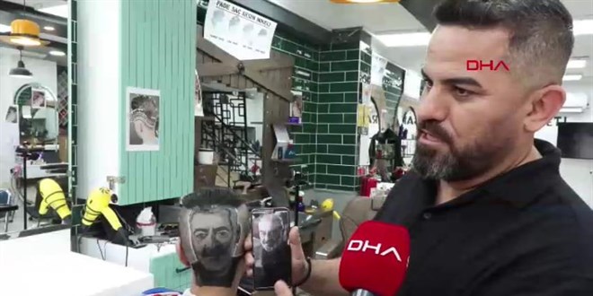 Y�lmaz Erdo�an temal� sa� t�ra�� yapan berber