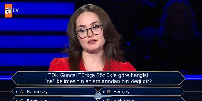 TDK'ya g�re hangisi 'ne' kelimesinin anlamlar�ndan biri de�ildir?