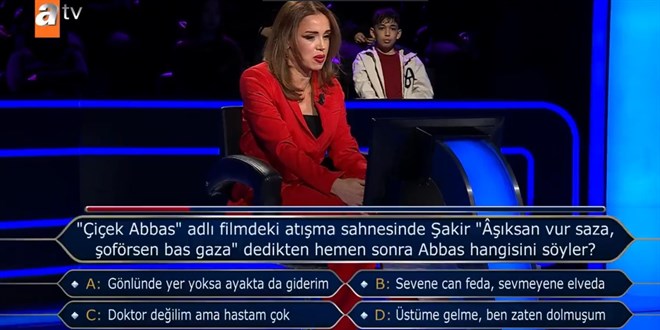�akir 'A��ksan vur saza, �of�rsen bas gaza' dedikten hemen sonra Abbas hangisini s�yler?
