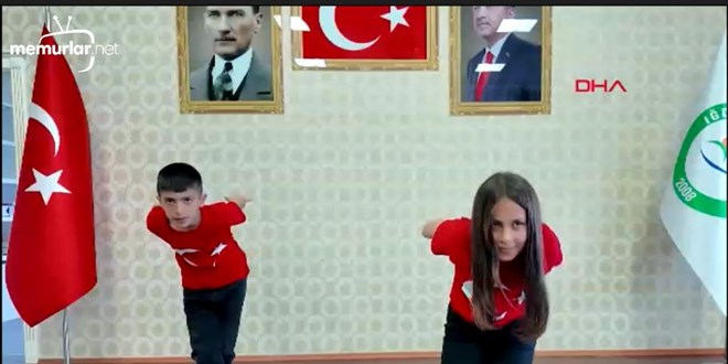 Rekt�rl�k makam�n� devralan �ocuklardan 'Kartal Dans�'