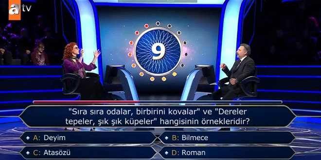 'S�ra s�ra odalar, birbirini kovalar' ve 'Dereler tepeler, ��k ��k k�peler' hangisinin �rnekleridir?