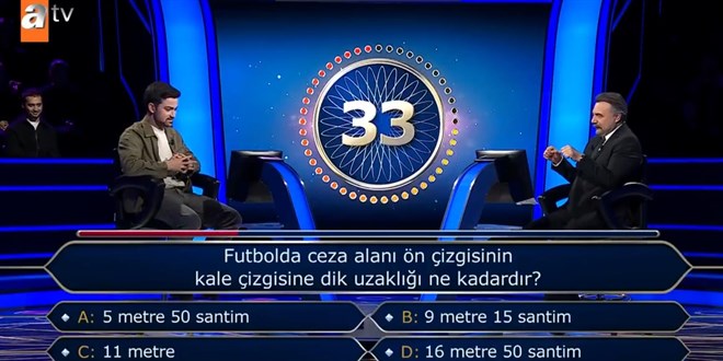 Futbolda ceza alan� �n �izgisinin kale �izgisine dik uzakl��� ne kadard�r?