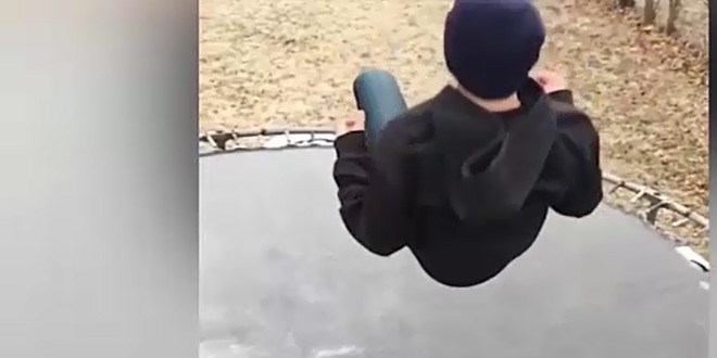 Buz tutmu� tramboline b�yle atlad�