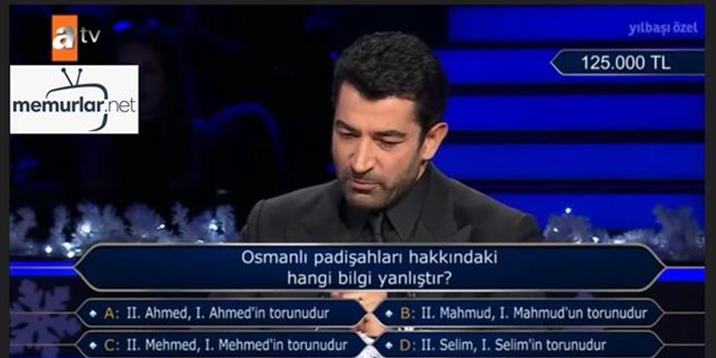 Kim Milyoner Olmak �ster'de Serdar Orta�'�n bilemedi�i tarih sorusu