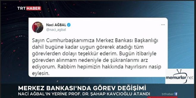 Eski TCMB Ba�kan� Naci A�bal'dan a��klama