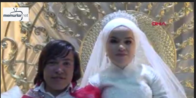 Sosyal medyada tan��an 108 santim boyundaki Emine ve Ahat, d�nyaevine girdi