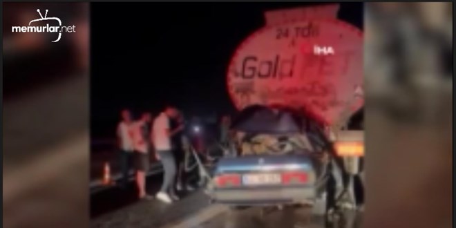 Tankere arkadan �arpan otomobil ka��t gibi ezildi: 3 �l�